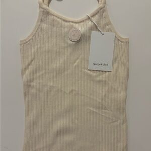 Sporty & Rich Cream Ribbed Tank Top XS
